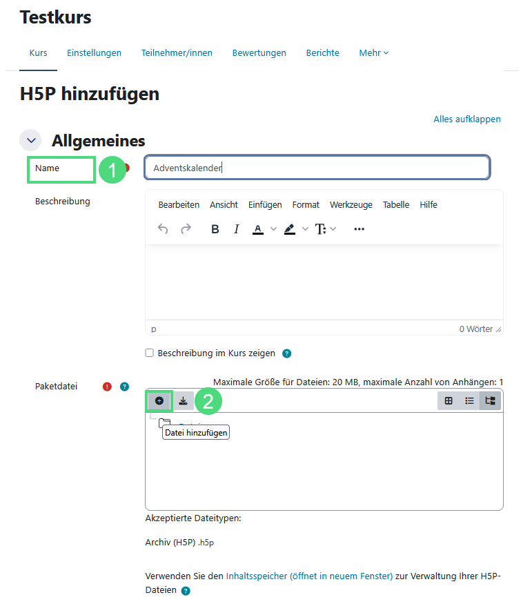Datei aus Inhaltsspeicher wählen