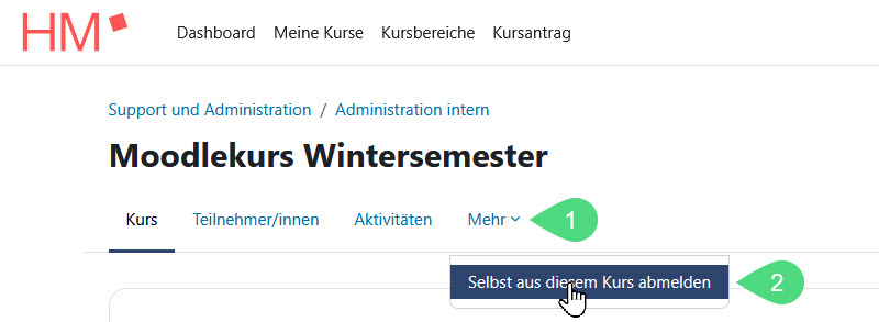 Aus Kurs ausschreiben